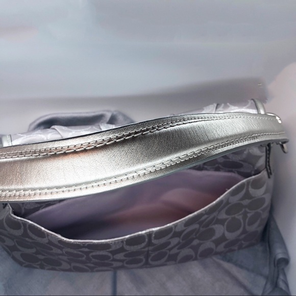 Coach Silver Metallic Lurex Optic C SoHo Purse - Picture 6 of 8